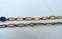 VINTAGE MURAT FRANCE 12K GOLD FILLED LAPIS GEMSTONE STATIONS LINK NECKLACE ~ 28″
