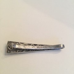 Reuven 925 Sterling Silver Filigree Cufflinks & Tie Bar Israel -3 Pc Set