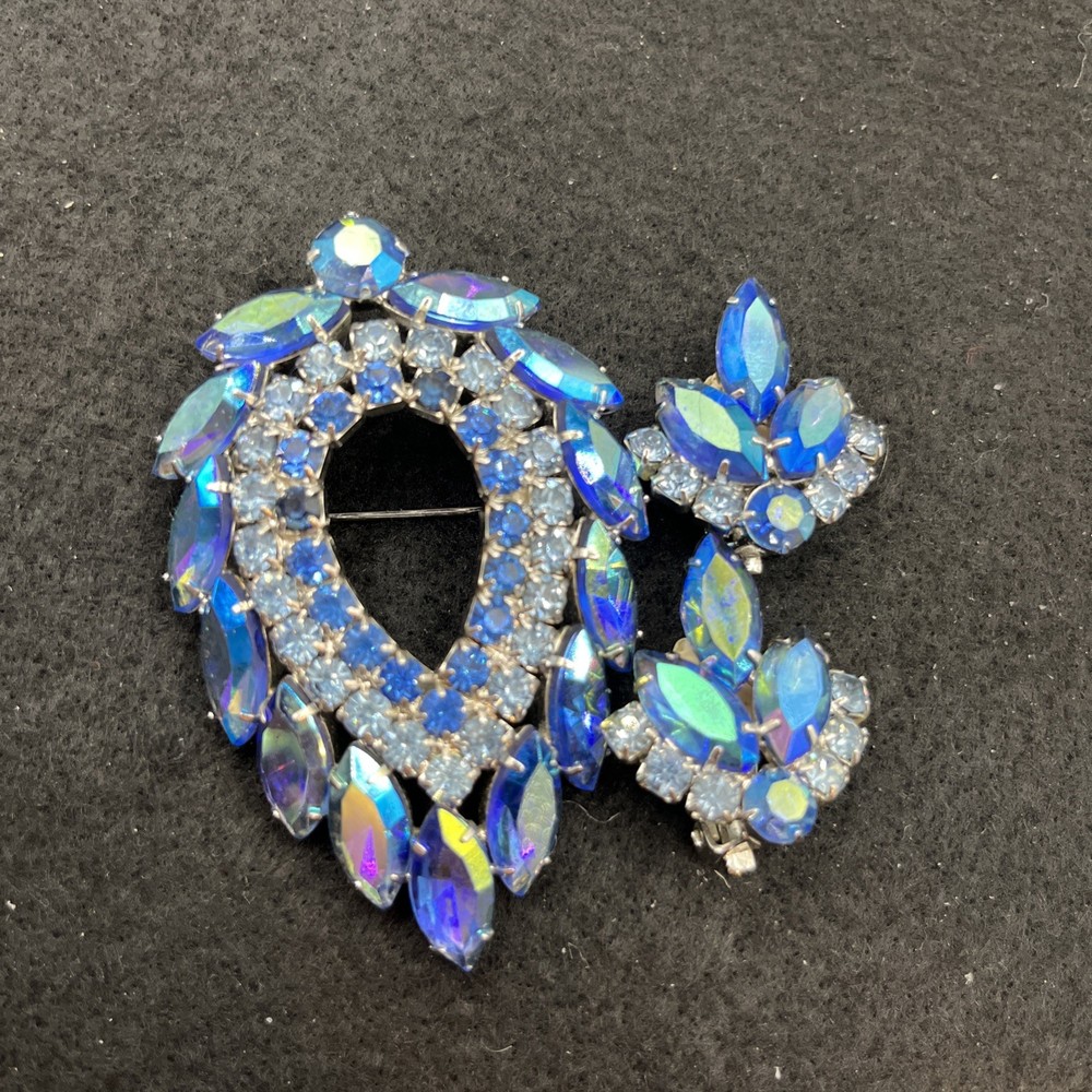 Sarah Coventry Brooch Earrings AB Blue Lagoon Set Book Piece Juliana D&E Z06