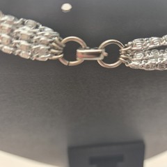 VTG Silver Tone Multi Strand S Link Choker Necklace 15 In