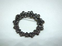 Beautiful Brooch Pin Dark Silver Tone Smoky Rhinestones 1 3/4″ NICE