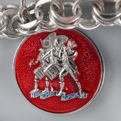 1974 Sterling Silver Double Link Chain W/ 11 Charms Bracelet 7.25” VTG 37.7g