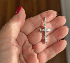 Vintage 925 silver zirconia cross with tampered baguette shape cut
