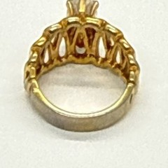 Vargas 18KT GE Marquise Solitaire Rhinestone Ring Cocktail Statement Signed Vtg
