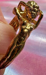 Lady Bodies Ring 24K GP Size 9 two Lesbian LGBT Gay Pride Original by JKL 820