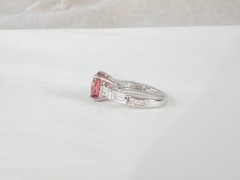 Vintage Sterling Silver 925 Simulated Pink Sapphire Unique Ring Size 7