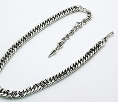 Vintage Rhodium Plated 9mm Curb Chain Choker Necklace 14″- 17.5″ Hook Clasp