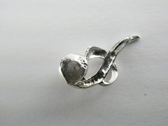 Vintage Sterling Silver Genuine Pearl Textured Setting Pendant 925 1g .75 Inch