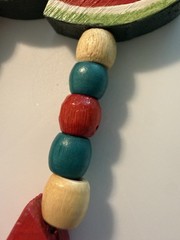 Vintage Fruit Salad Necklace Watermelon Wooden Beads Retro Signed 1987