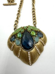 Carol Lee Lux Art Deco Statement Necklace 1950’s 60’s Rhinestones Bold Necklace