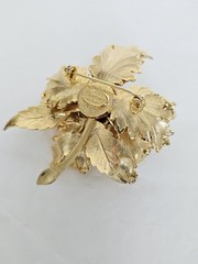 Vintage Warner NY Day / Night Mechanical Rhinestone Flower Brooch Pin Signed