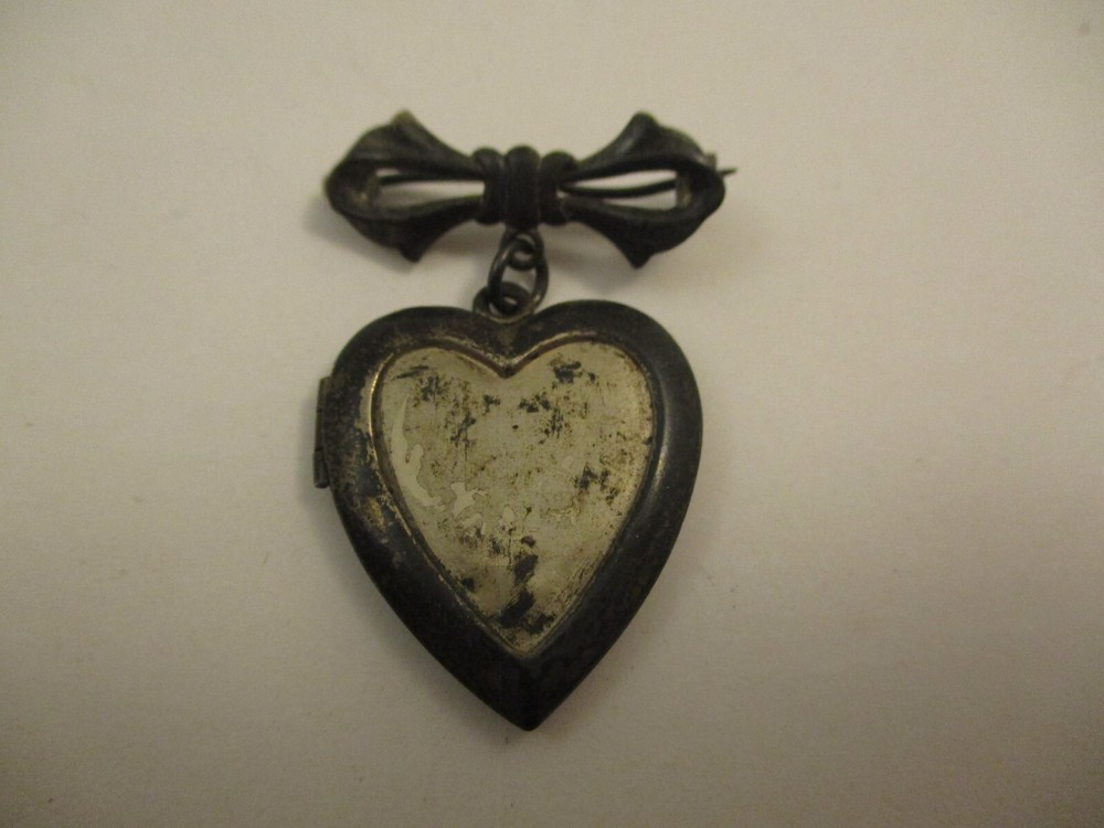 Vintage Sterling Silver Locket Pendant Pin Brooch c1940s Solider Photo