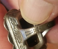 Antique Victorian Mourning Ring, Size 3, Black Onyx Marcasite And Silver