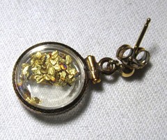 Cripple Creek Co Gold Nugget Capsule Earrings in OGP w/ COA ETC11046