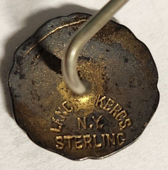 Antique Victorian Stick Pin Sterling NY Monogram M or W Round Brown Yellow