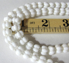 Vintage White Milk Glass Necklace Molded Cloud Bubble Beads Slide Clasp