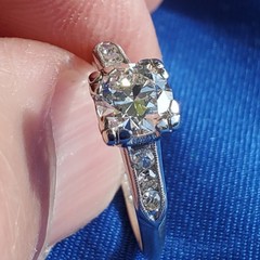 Original EARTH MINED DIAMOND Deco Engagement RING Vintage PLATINUM Solitaire 1 C