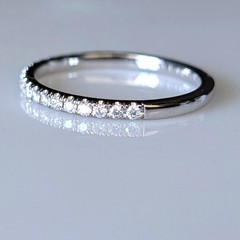 Estate Natural Diamonds 14k White Gold Band Ring 50%Eternity Wedding Anniversary