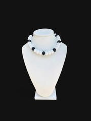 Vintage Les Bernard Chunky Black & White Resin Statement Choker Necklace