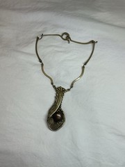 Nancy Aries Brutalist Necklace Copper And Brass 20″ Round Pendant 6″ Drop