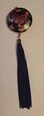 Vintage cloisonne butterfly Pendant And Tassel Almost 2 Inches