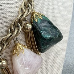 Vintage Necklace Dangle Gemstones Chain Tassels Gold Tone 17 Inches READ