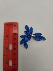 Beautiful Large Silver-Toned Brooch with Brilliant Blue Marquise Rhinestones