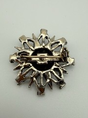 Vintage Starburst Pin Brooch w Faux Pearls & Turquoise & Purple Rhinestone