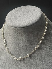 Vintage Faux Pearl Braided Necklace Woven Chain Gold Tone Career Wedding