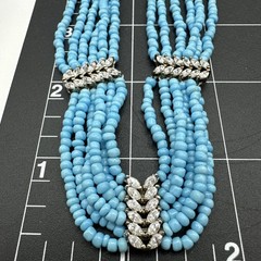 Ross-Simons Blue Bead w/Marquise 6-Strand 925 Silver Necklace 17 & Bracelet 7.25