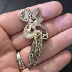 Vintage Sterling Silver 925 Fairy Or Angel with Amethyst Pin brooch