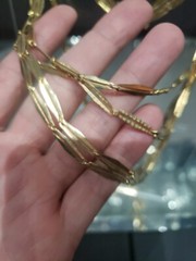Multi chain links 6 layer Bib Necklace, c.1970-80s gold tone metal vintage