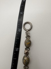 Vintage Sterling Silver Bird’s Eye Jasper Toggle Bracelet 6” Small Wrist