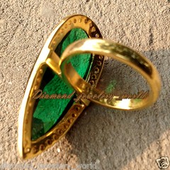 Gorgeous 0.85ctw Rose Cut Diamond Emerald Studded Silver Victorian Ring Jewelry