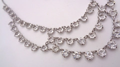 Vintage White Gold Filled Clear Crystal Open Back Prong Set Festoon Necklace