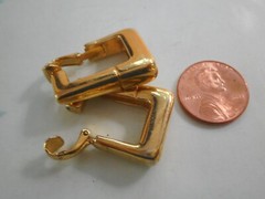 Vtg Crown Trifari Square Clip Earrings with Trifari TM Snake Chain Pendant
