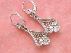 Art Deco Style Lab-Created Diamond Dangle/Drop Geometric Late Earring 925 Silver