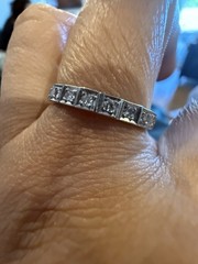 art Deco 7 Stone Single Cut diamond 14k band wedding estate antique ring