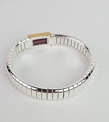 Vintage Two Tone Stretch Bracelet Purple Glass Stone Art Deco Revival 6.25 in