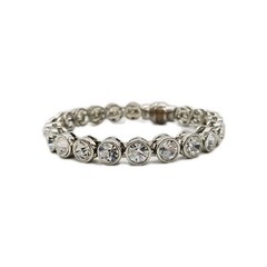 Carolee Tennis Bracelet White Round Crystal Silver tone Magnetic Signed 8.5 in