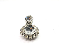 Antique Victorian Silver Tone Rhinestone Crystal Drop Dangle Pendant