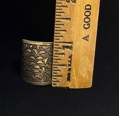 Vintage Wide Band Brass Tone Boho Style Geometric Pattern Adjustable