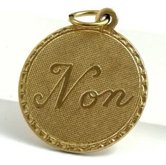 Vintage French Non Charm No Necklace Pendant Brass Metal Jewelry