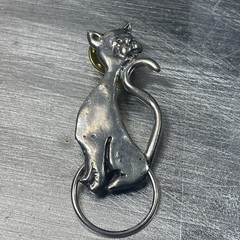 Vintage Cat Jewelry Lot 6pc Signed JJ Jonette H Adams Pewter Button Cover Pins