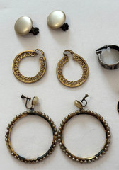 Mixed Lot Of 6 Pairs Vintage Clip-on Earrings Various Styles & Materials B836