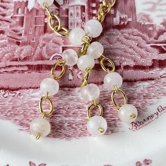 Vintage Glass Bead Necklace – Gold Tone Chain – 26” – Tassel Pendant – Boho Chic