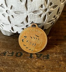 Vintage Scorpio Zodiac Round Brass Pendant Charm Horoscope (NO CHAIN INCLUDED)