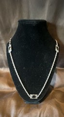 Vintage Emmons Silver-Tone Station Necklace with Black Lucite Insets