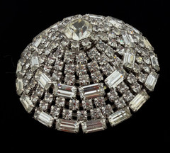 Juliana Large Clear Colorless Round Domed Brooch Round & Baguette Rhinestones