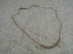 Goldtone Rhinestone Scoop Bar Necklace (A79)